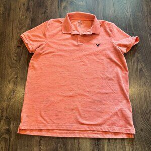 Men's American Eagle Classic Fit Orange Polo Shirt Embroidered Eagle Size XL